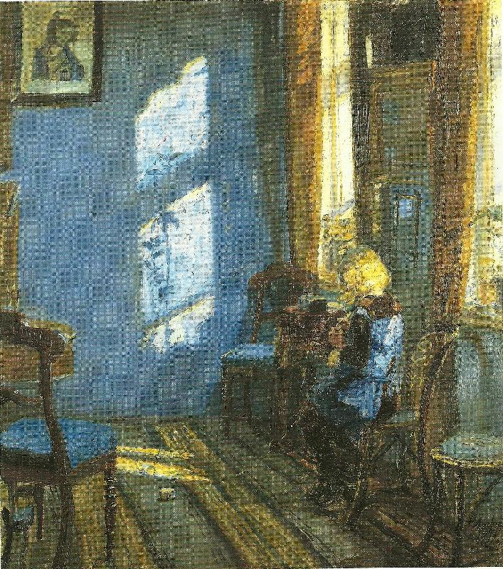 Anna Ancher solskin i den bla stue Sweden oil painting art